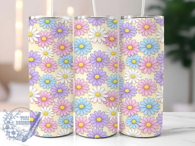 Pastel Daisy Glow 20oz Tumbler, Pastel Theme, Daisy Motif, Glow Effect, Floral Style, Cute Design, Skinny Tumbler, Sublimation PNG Sublimation ToriDesigns 