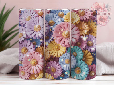 Pastel Daisy Rainbow Rustic 20oz Tumbler, Rainbow Floral, Spring Cottagecore, Whimsical Flowers, Rustic Charm, 20oz Tumbler Wrap, Sublimation PNG Sublimation Li Zamperini 