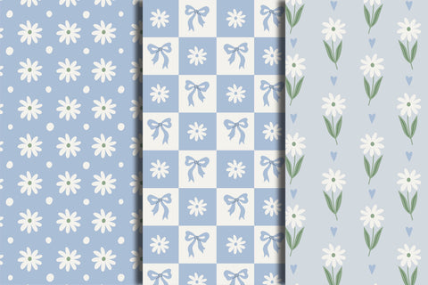 Pastel Daisy Seamless Patterns Digital Pattern Rin Green 