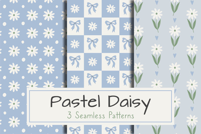 Pastel Daisy Seamless Patterns Digital Pattern Rin Green 