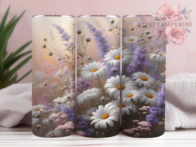 Pastel Daisy Wildflower Tumbler Wrap, Pastel Flower Art, Spring Garden Tumbler, Soft Floral Pattern, Watercolor Garden Gift, Wildflower Cup Art, Feminine Floral Wrap Sublimation Li Zamperini 