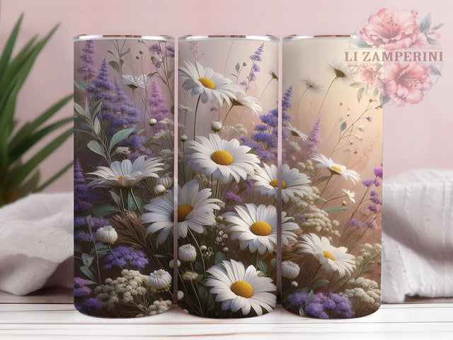 Pastel Daisy Wildflower Tumbler Wrap, Pastel Flower Art, Spring Garden Tumbler, Soft Floral Pattern, Watercolor Garden Gift, Wildflower Cup Art, Feminine Floral Wrap Sublimation Li Zamperini 