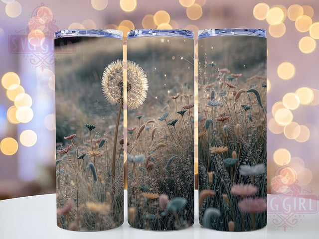 Pastel Dandelion Whimsy Tumbler Wrap, Whimsical Flower Design, Spring Dandelion Art, Pastel Garden Cup, Dainty Flower Gift, Feminine Nature Wrap, Delicate Sublimation Sublimation SvggirlplusArt 
