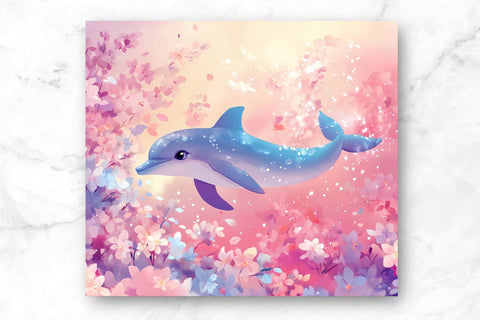 Pastel Dolphin 20oz Skinny Tumbler Wrap Sublimation Design. Sublimation CosmosFineArt 