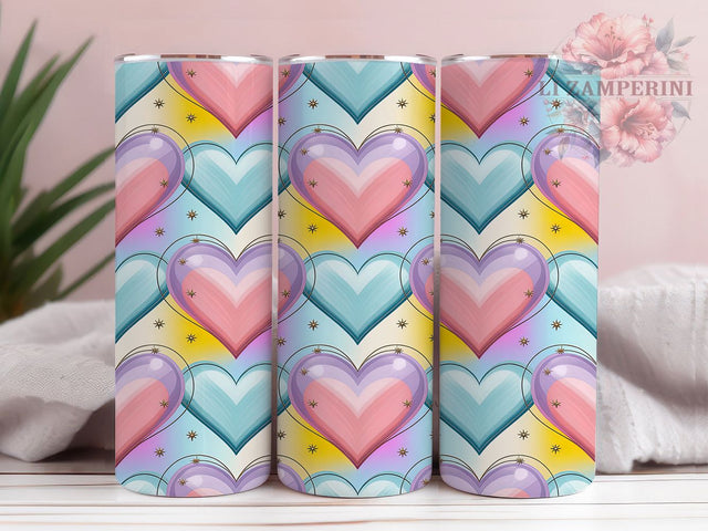 Pastel Dreamy Valentine Heart Tumbler, Soft Romantic Pattern, Dreamy Love Design, 20Oz Sublimation Wrap, Cute Valentine Art, Gentle Heart Texture, Tumbler Sublimation Sublimation Li Zamperini 