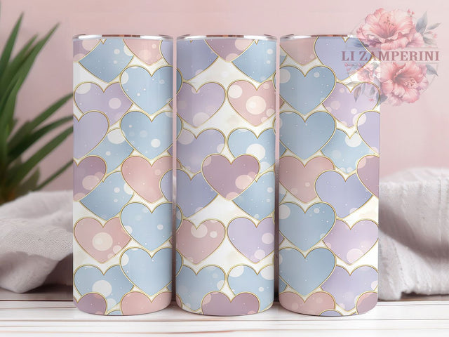 Pastel Dreamy Valentine Heart Tumbler, Soft Romantic Pattern, Dreamy Love Design, 20Oz Sublimation Wrap, Cute Valentine Art, Gentle Heart Texture, Tumbler Sublimation Sublimation Li Zamperini 