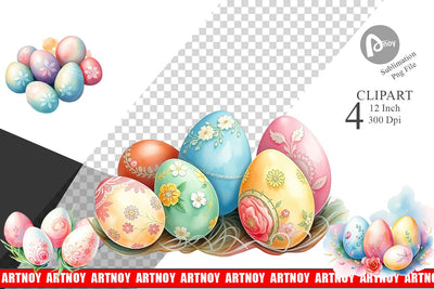 Pastel Easter Eggs Clipart Sublimation artnoy 