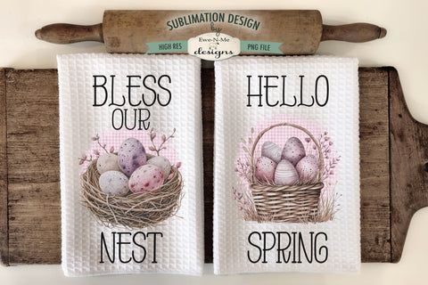 Pastel Easter Eggs Kitchen Dish Towel Sublimation PNG Sublimation Ewe-N-Me Designs 