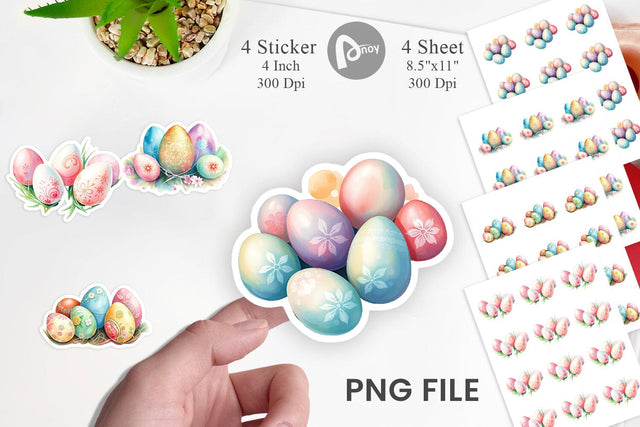 Pastel Easter Eggs Sticker Sublimation artnoy 
