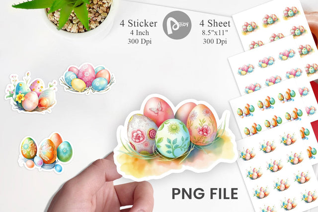 Pastel Easter Eggs Sticker Sublimation artnoy 
