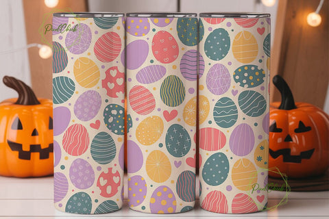 Pastel Easter Eggs Tumbler Wrap PNG Sublimation PixelChick 