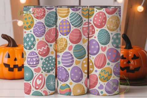 Pastel Easter Eggs Tumbler Wrap PNG Sublimation PixelChick 