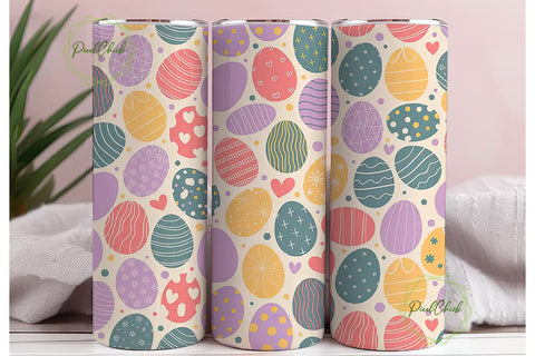 Pastel Easter Eggs Tumbler Wrap PNG Sublimation PixelChick 