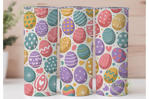 Pastel Easter Eggs Tumbler Wrap PNG Sublimation PixelChick 