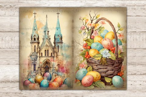 Pastel Easter Junk Journal Pages | Easter Scrapbook Paper SVG GlamArtZhanna 