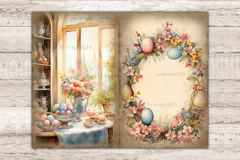 Pastel Easter Junk Journal Pages | Easter Scrapbook Paper SVG GlamArtZhanna 