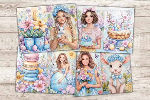 Pastel Easter Junk Journal Pages | Spring Scrapbook Paper SVG GlamArtZhanna 