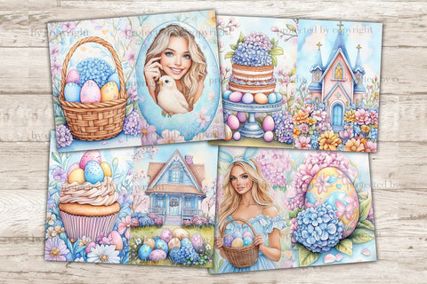 Pastel Easter Junk Journal Pages | Spring Scrapbook Paper SVG GlamArtZhanna 