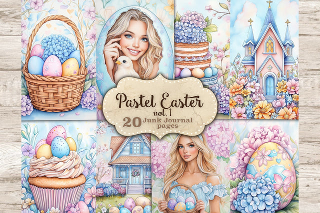 Pastel Easter Junk Journal Pages | Spring Scrapbook Paper SVG GlamArtZhanna 