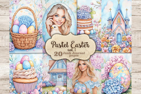 Pastel Easter Junk Journal Pages | Spring Scrapbook Paper SVG GlamArtZhanna 