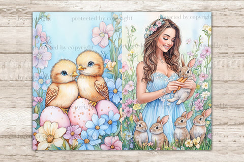 Pastel Easter Junk Journal Pages | Spring Scrapbook Paper SVG GlamArtZhanna 