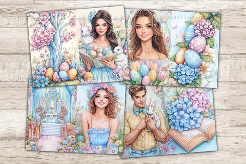 Pastel Easter Junk Journal Pages | Spring Scrapbook Paper SVG GlamArtZhanna 