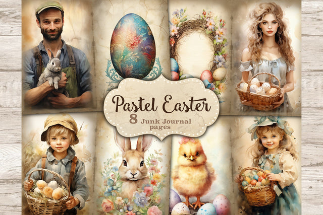 Pastel Easter Junk Journal Paper | Digital Collage Sheet SVG GlamArtZhanna 