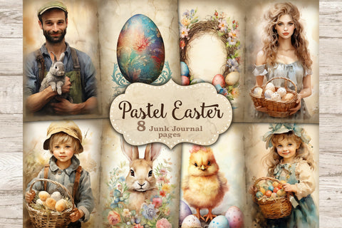 Pastel Easter Junk Journal Paper | Digital Collage Sheet SVG GlamArtZhanna 