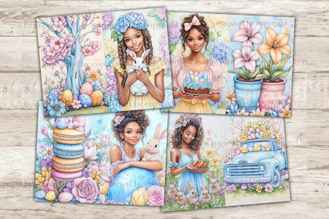 Pastel Easter Junk Journal Paper | Flowers Picture Collage SVG GlamArtZhanna 