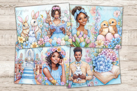 Pastel Easter Junk Journal Paper | Flowers Picture Collage SVG GlamArtZhanna 