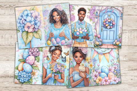 Pastel Easter Junk Journal Paper | Flowers Picture Collage SVG GlamArtZhanna 