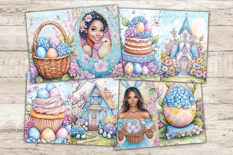 Pastel Easter Junk Journal Paper | Flowers Picture Collage SVG GlamArtZhanna 