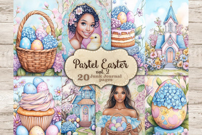 Pastel Easter Junk Journal Paper | Flowers Picture Collage SVG GlamArtZhanna 