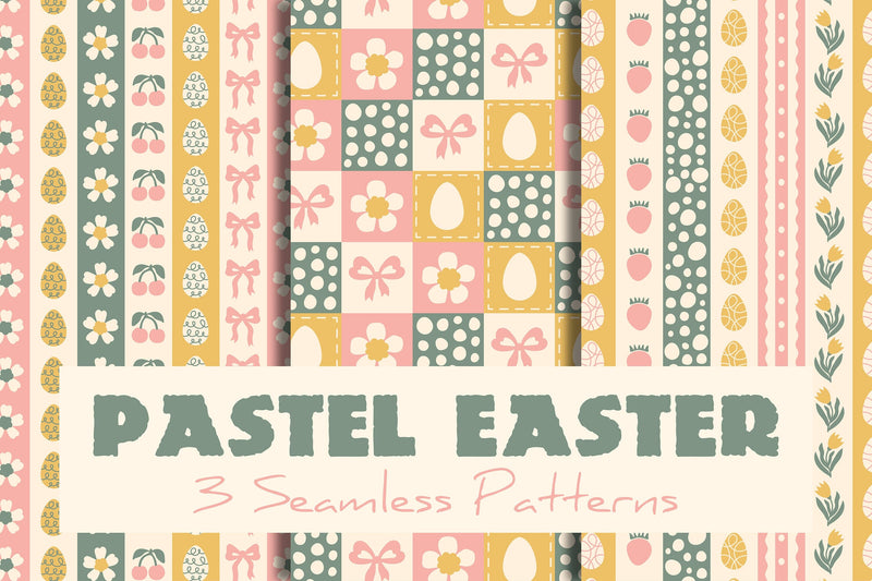 Pastel Easter Seamless Patterns & Digital Papers Set Digital Pattern Rin Green 