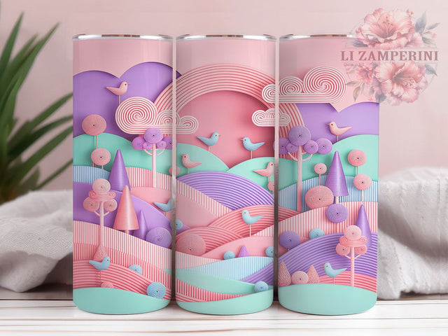 Pastel Embroidery Cloud Tumbler, Candy Cloud Design, Soft Pastel Texture, 20Oz Sublimation Wrap, Embroidery Pattern Print, Pastel Cloud Aesthetic, Tumbler Sublimation Sublimation Li Zamperini 