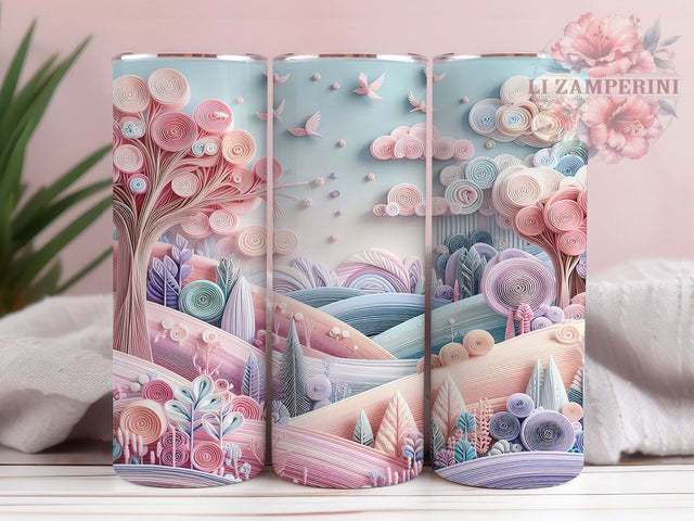Pastel Embroidery Cloud Tumbler, Candy Cloud Design, Soft Pastel Texture, 20Oz Sublimation Wrap, Embroidery Pattern Print, Pastel Cloud Aesthetic, Tumbler Sublimation Sublimation Li Zamperini 