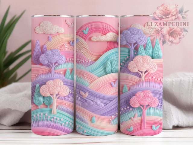 Pastel Embroidery Cloud Tumbler, Candy Cloud Design, Soft Pastel Texture, 20Oz Sublimation Wrap, Embroidery Pattern Print, Pastel Cloud Aesthetic, Tumbler Sublimation Sublimation Li Zamperini 