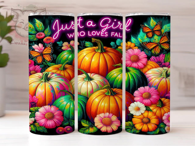 Pastel Fall 20oz Tumbler Png, Straight & Tapered Tumbler Png, Floral Fall Tumbler Png, Digital Download PNG Sublimation Lara' s Designs 
