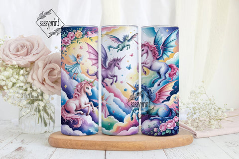 Pastel Fantasy Creatures Tumbler Wrap Sublimation sassyprint 