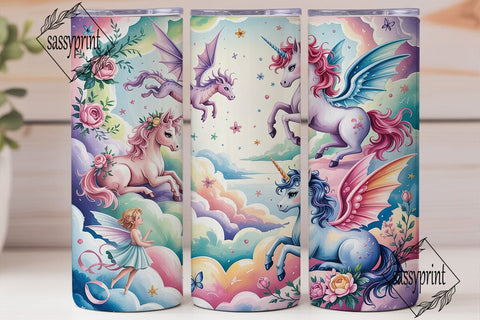 Pastel Fantasy Creatures Tumbler Wrap Sublimation sassyprint 