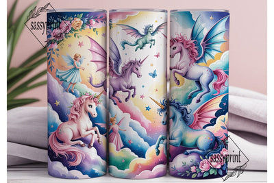 Pastel Fantasy Creatures Tumbler Wrap Sublimation sassyprint 