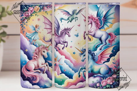 Pastel Fantasy Creatures Tumbler Wrap Sublimation sassyprint 
