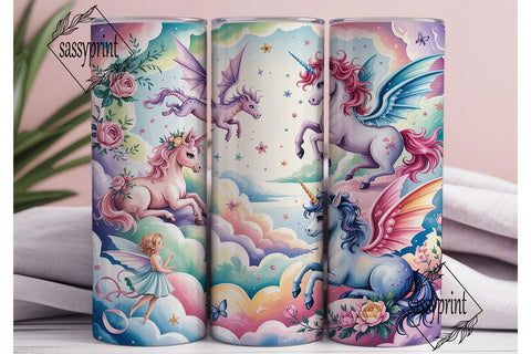 Pastel Fantasy Creatures Tumbler Wrap Sublimation sassyprint 