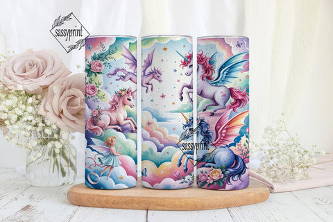 Pastel Fantasy Creatures Tumbler Wrap Sublimation sassyprint 
