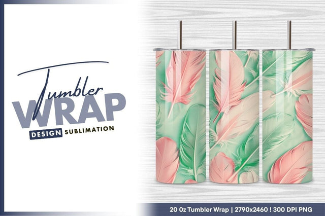 Pastel Feathers Abstract Background Design Tumbler Png Sublimation Regulrcrative 
