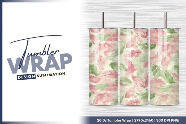 Pastel Feathers Seamless Pattern Tumbler Png Style Sublimation Regulrcrative 