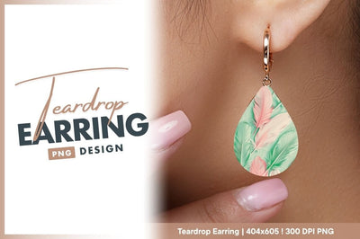 Pastel Feathers Teardrop Earring Png Background Sublimation Regulrcrative 