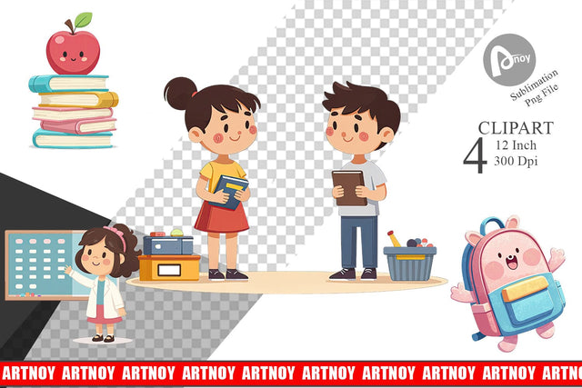 Pastel Felt Class Clipart Sublimation artnoy 