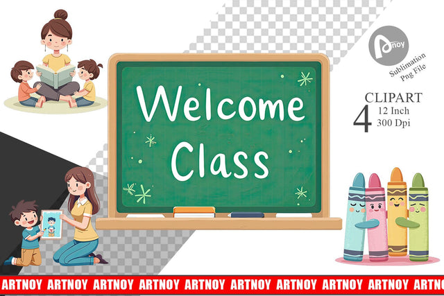 Pastel Felt Class Clipart Sublimation artnoy 