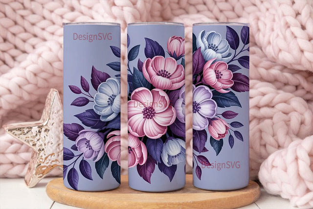 Pastel Floral 20oz Tumbler Wrap Sublimation DesignSVG 